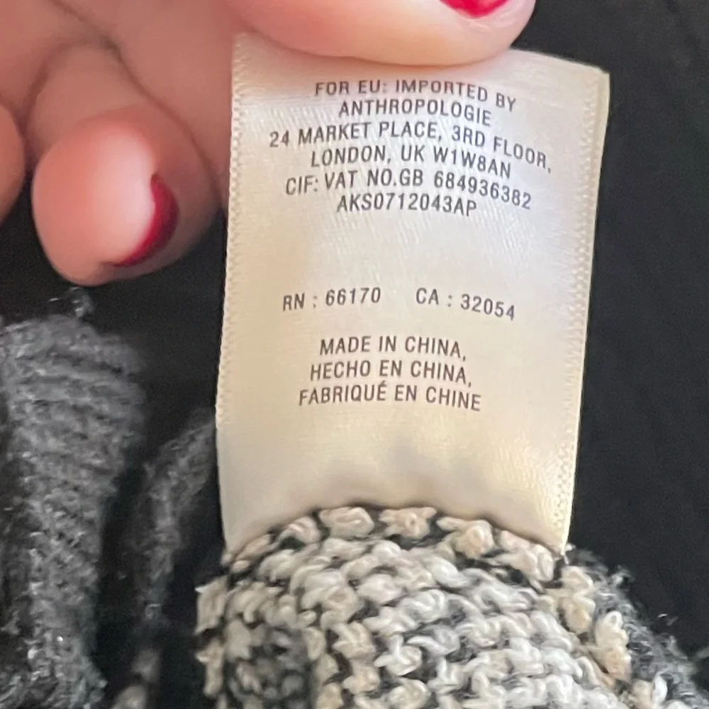 Anthropologie Sidra Floral Knit Cardigan Black White Vneck XS - Picture 6 of 7